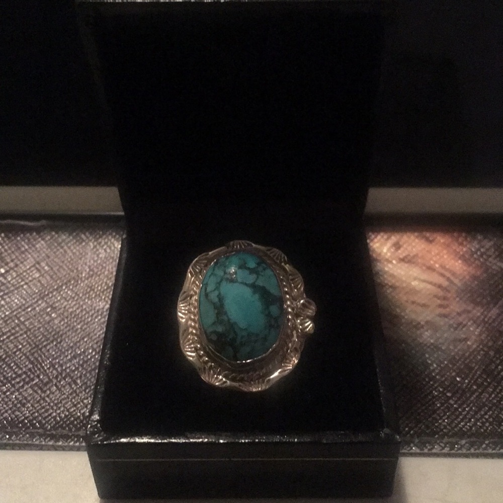Native American Handmade Pilot Mt. Turquoise Ring